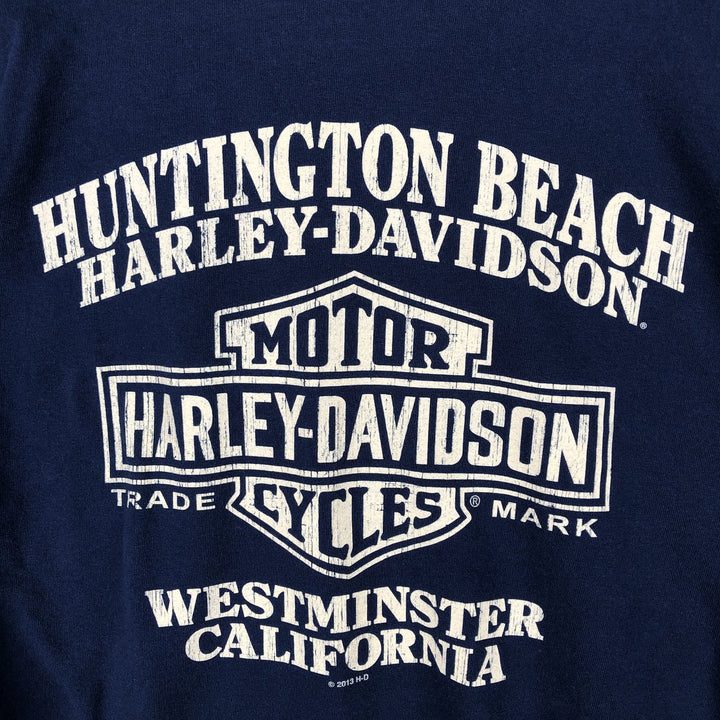 Harley-Davidson Motorcycle Long Sleeve T-Shirt, Men's Size XL unclear navy blue type Vintage Second Hand