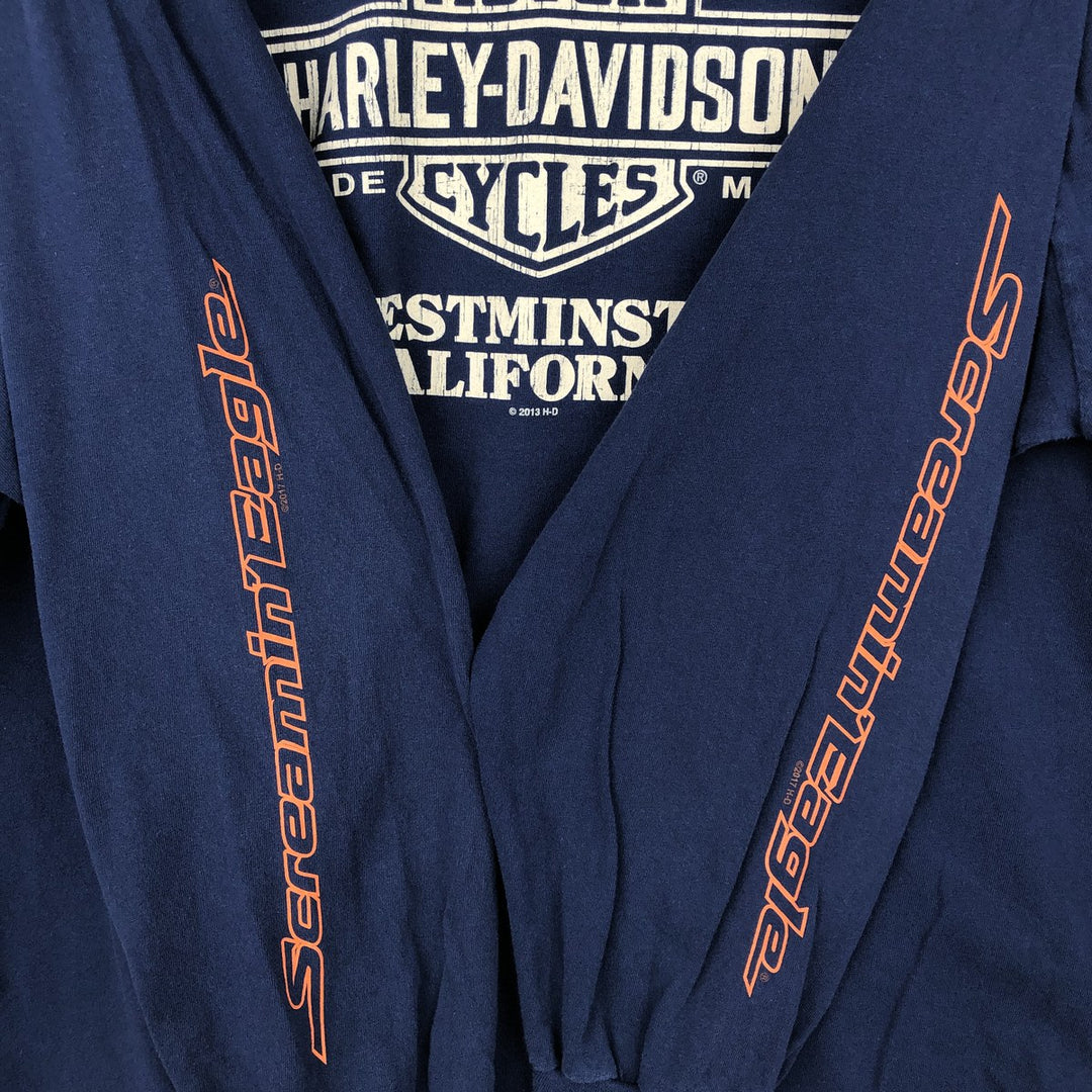 Harley-Davidson Motorcycle Long Sleeve T-Shirt, Men's Size XL unclear navy blue type Vintage Second Hand