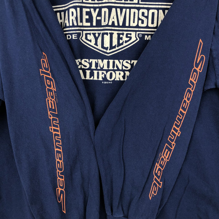 Harley-Davidson Motorcycle Long Sleeve T-Shirt, Men's Size XL unclear navy blue type Vintage Second Hand