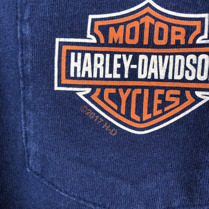Harley-Davidson Motorcycle Long Sleeve T-Shirt, Men's Size XL unclear navy blue type Vintage Second Hand