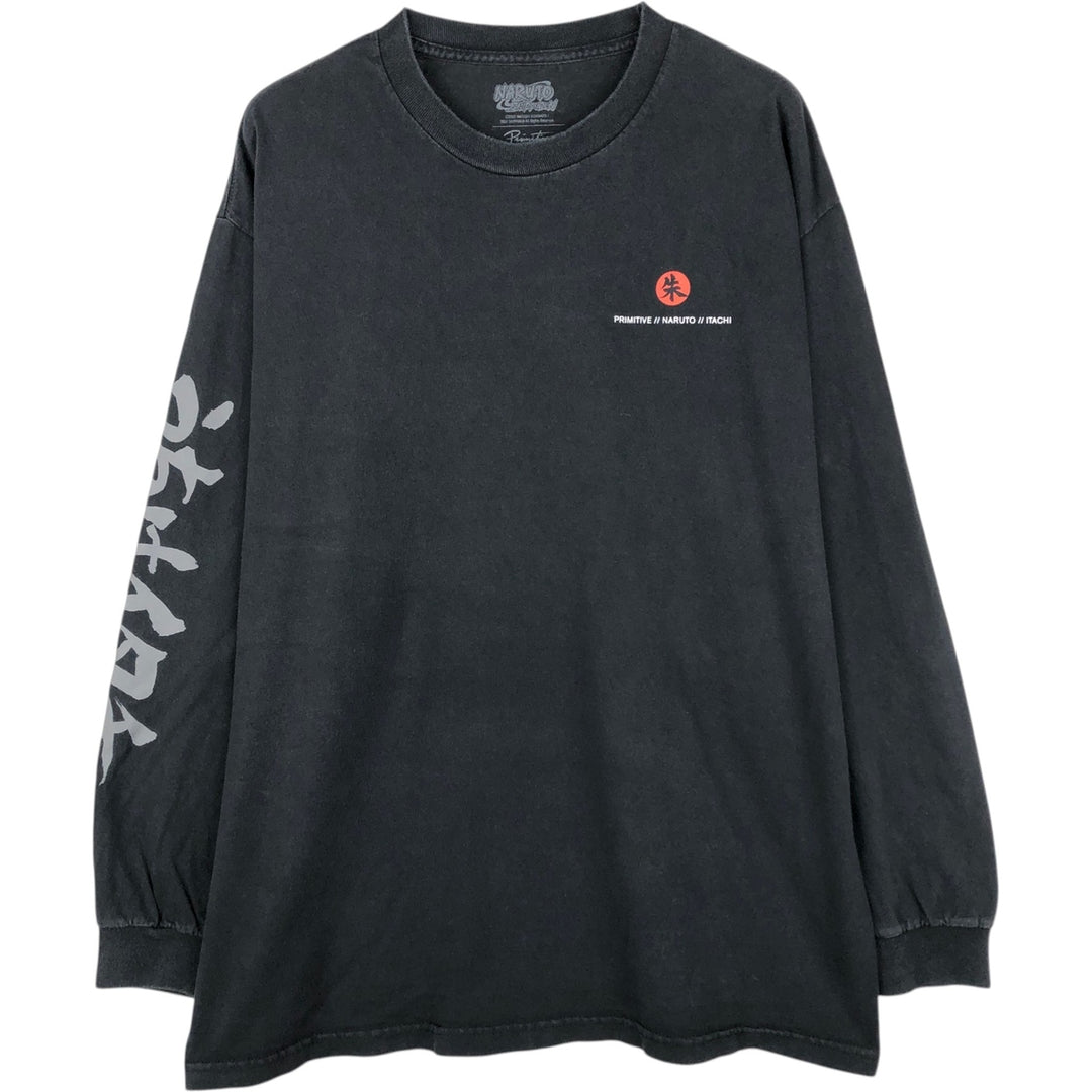 PRIMITIVE NARUTO SHIPPUDEN Uchiha Itachi Character Print Long-Sleeve T-Shirt (Men's XL equivalent) cotton black type Vintage Second Hand
