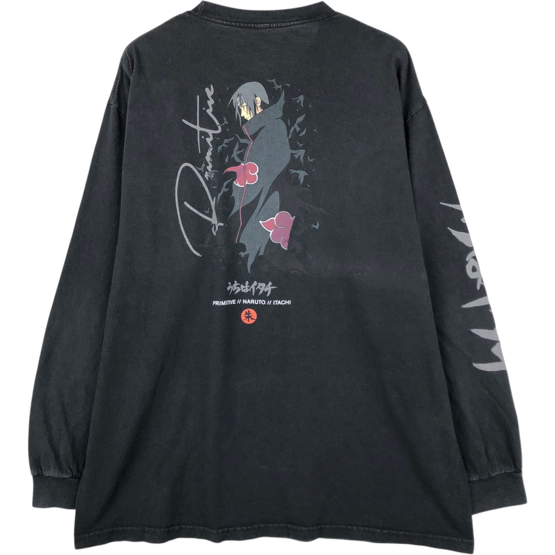 PRIMITIVE NARUTO SHIPPUDEN Uchiha Itachi Character Print Long-Sleeve T-Shirt (Men's XL equivalent) cotton black type Vintage Second Hand