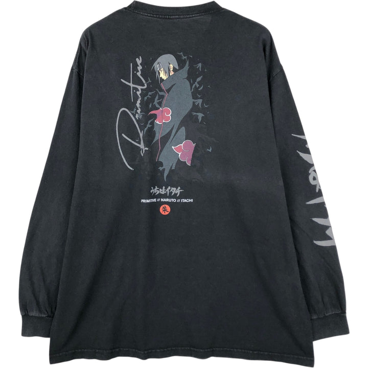 PRIMITIVE NARUTO SHIPPUDEN Uchiha Itachi Character Print Long-Sleeve T-Shirt (Men's XL equivalent) cotton black type Vintage Second Hand