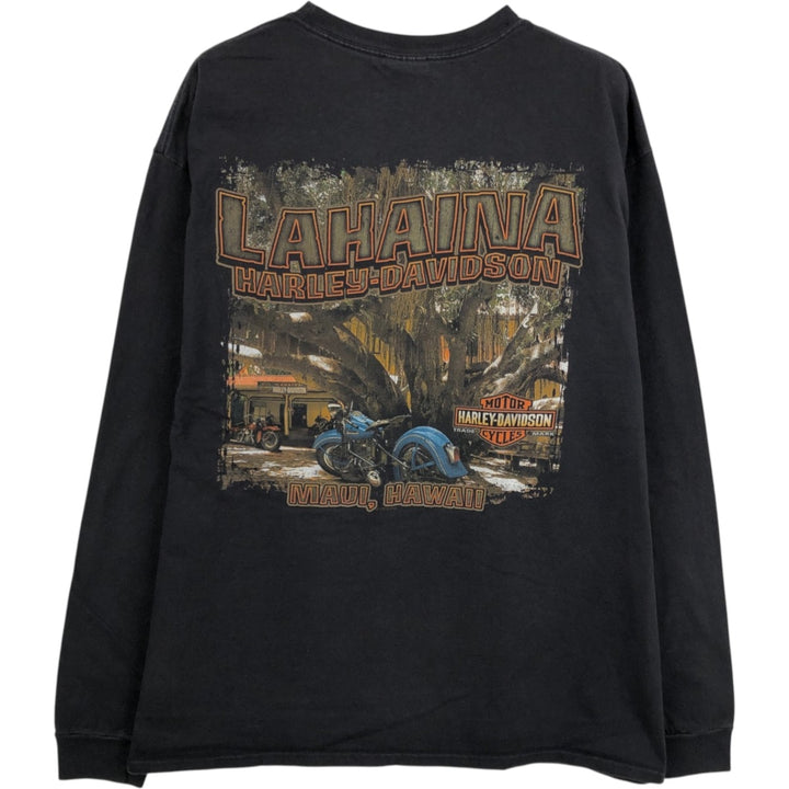 Harley-Davidson Motorcycle Long Sleeve T-Shirt, Men's Size XL unclear black type Vintage Second Hand