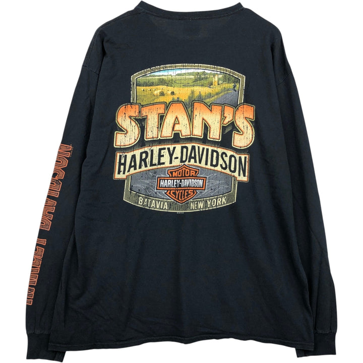 Harley-Davidson Motorcycle Long Sleeve T-Shirt, Men's Size L unclear black type Vintage Second Hand