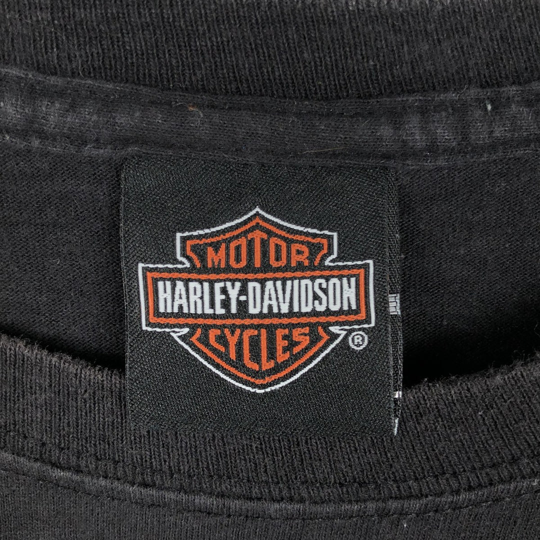 Harley-Davidson Skull Pattern Motorcycle Long Sleeve T-Shirt, Men's Size XL cotton black type Vintage Second Hand