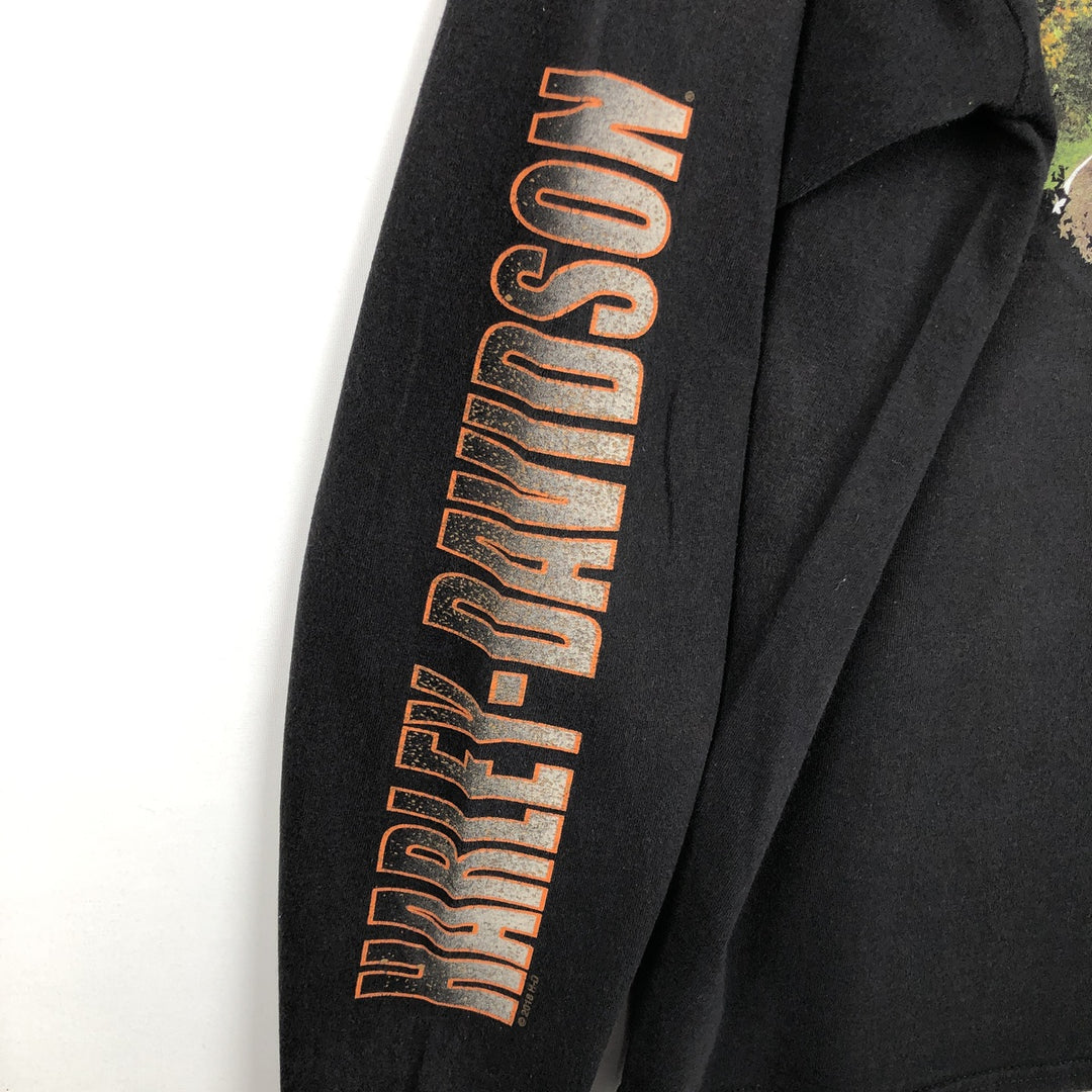 Harley-Davidson Skull Pattern Motorcycle Long Sleeve T-Shirt, Men's Size XL cotton black type Vintage Second Hand