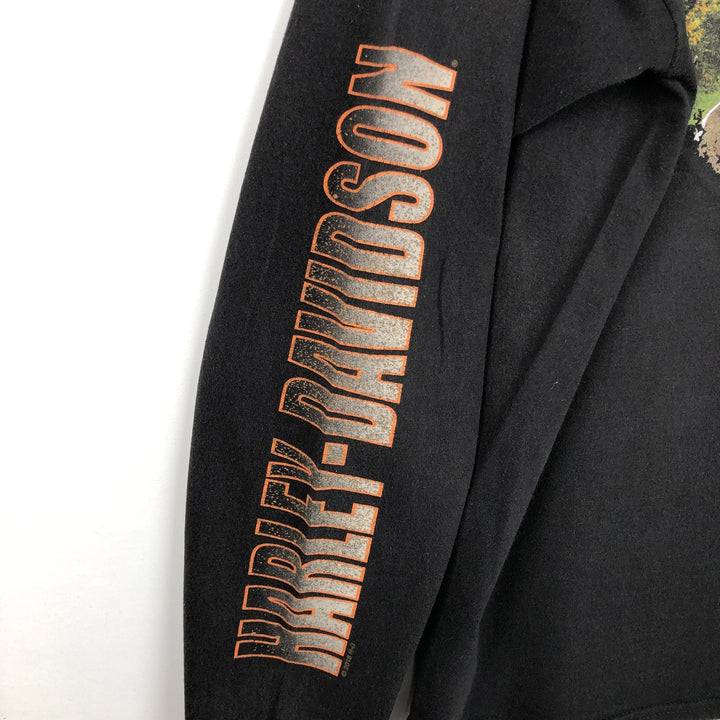 Harley-Davidson Skull Pattern Motorcycle Long Sleeve T-Shirt, Men's Size XL cotton black type Vintage Second Hand