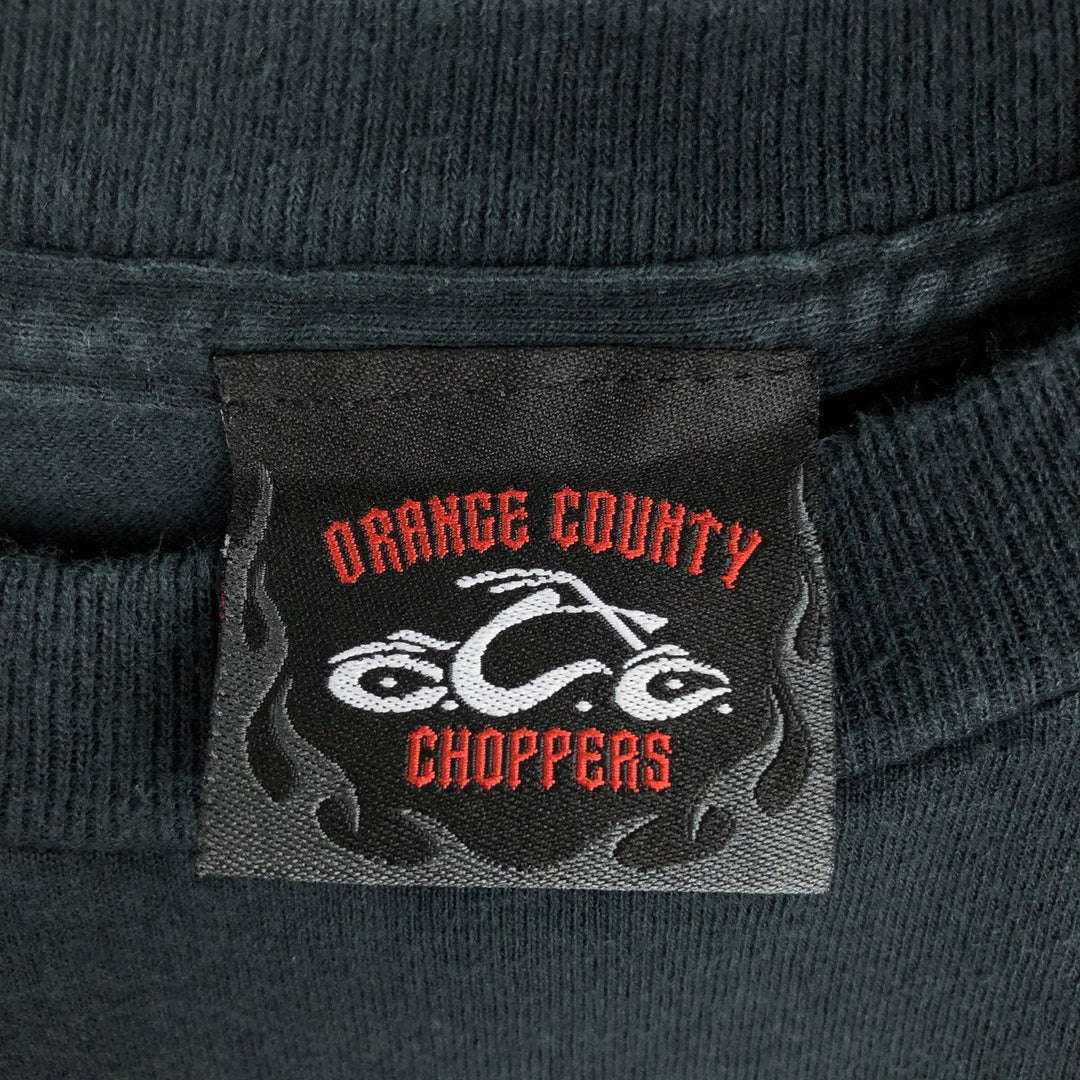 ORANGE COUNTY CHOPPERS Fire Pattern Motorcycle Long-Sleeve T-Shirt (Men's XL equivalent) cotton black type Vintage Second Hand