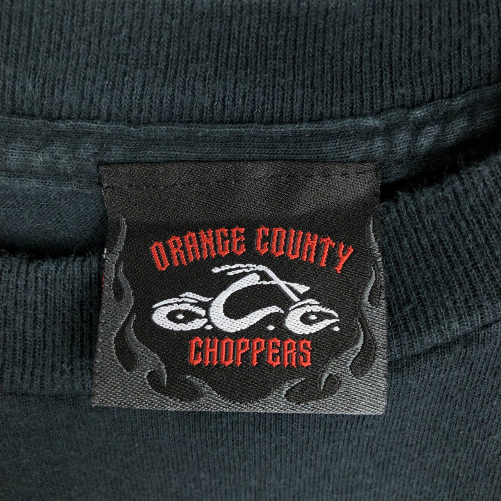 ORANGE COUNTY CHOPPERS Fire Pattern Motorcycle Long-Sleeve T-Shirt (Men's XL equivalent) cotton black type Vintage Second Hand