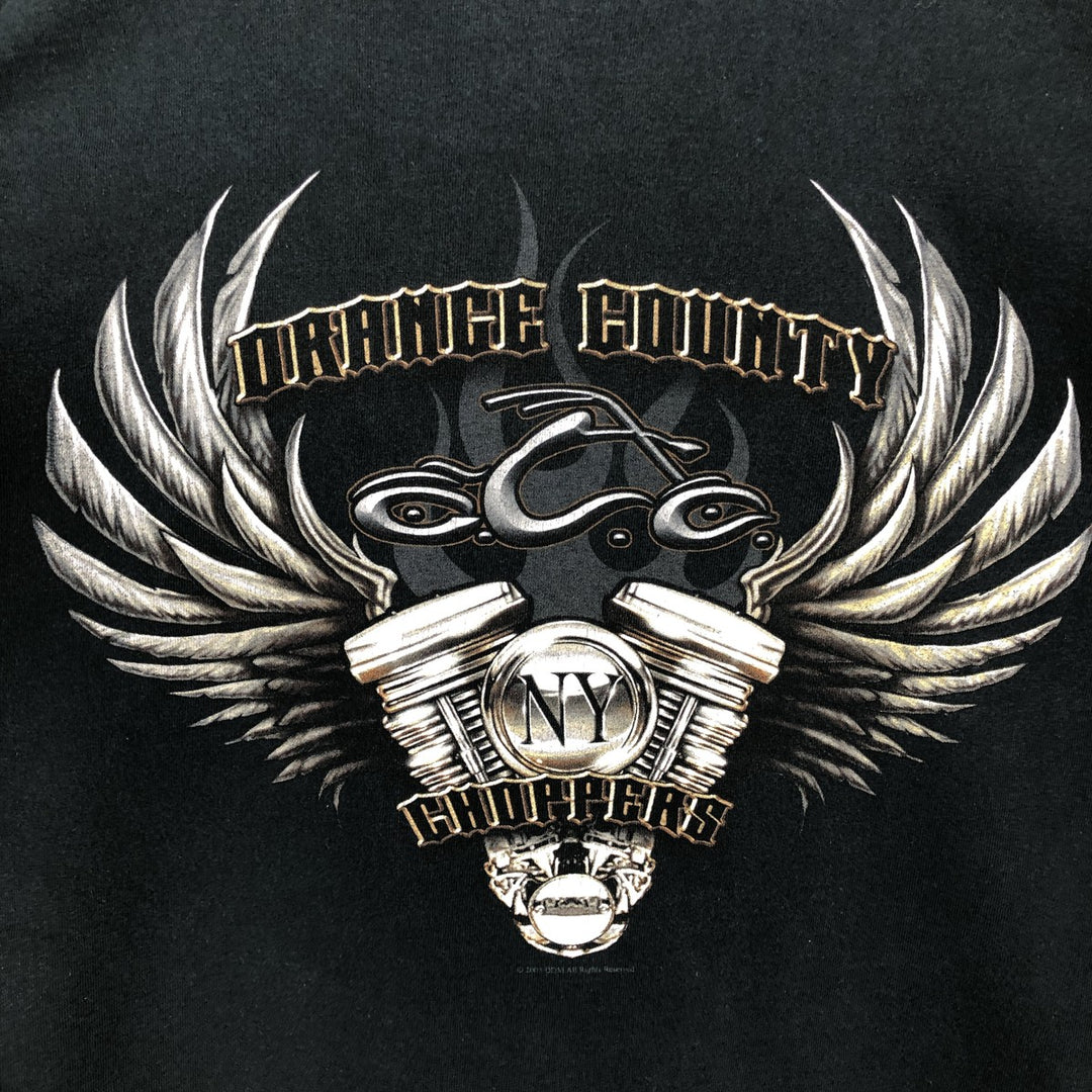 ORANGE COUNTY CHOPPERS Fire Pattern Motorcycle Long-Sleeve T-Shirt (Men's XL equivalent) cotton black type Vintage Second Hand