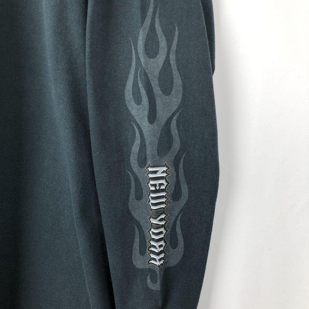 ORANGE COUNTY CHOPPERS Fire Pattern Motorcycle Long-Sleeve T-Shirt (Men's XL equivalent) cotton black type Vintage Second Hand