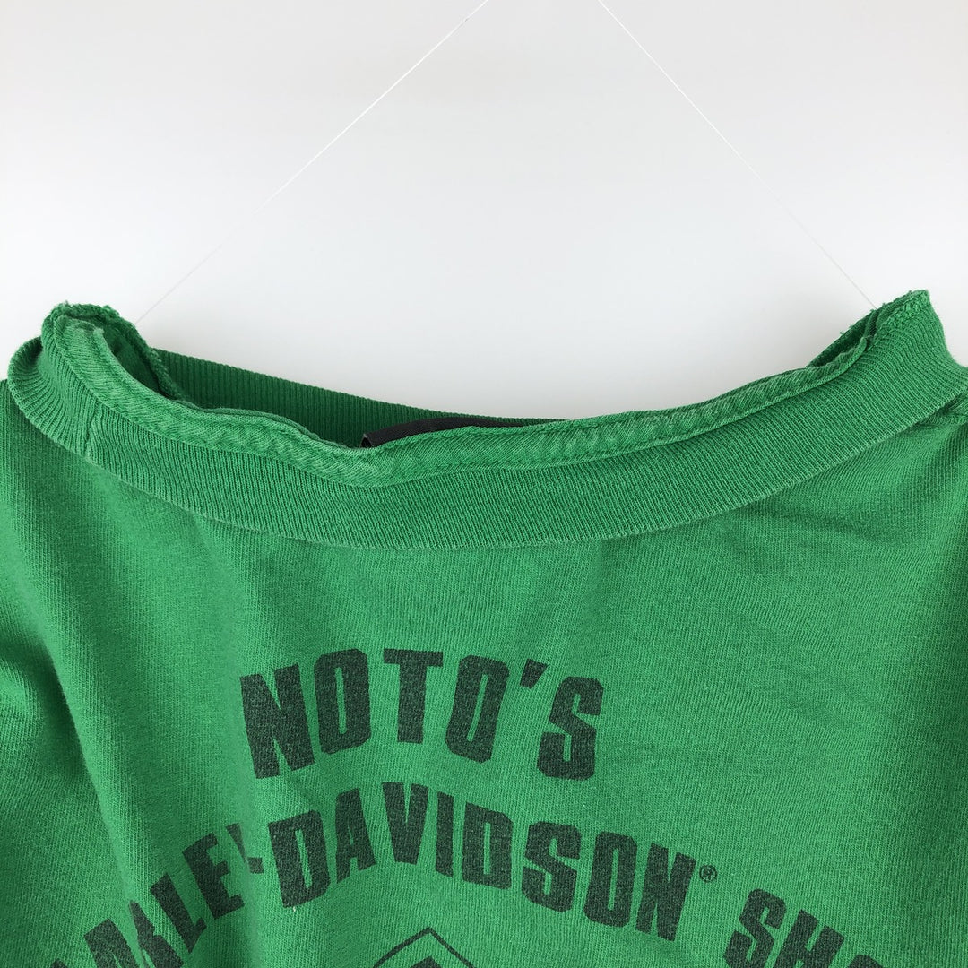 Harley-Davidson Pin-up Girl Motorcycle Long-Sleeve T-Shirt (Men's Size M) cotton green type Vintage Second Hand