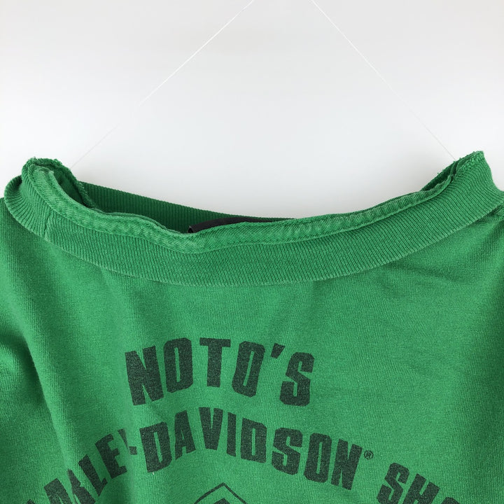 Harley-Davidson Pin-up Girl Motorcycle Long-Sleeve T-Shirt (Men's Size M) cotton green type Vintage Second Hand