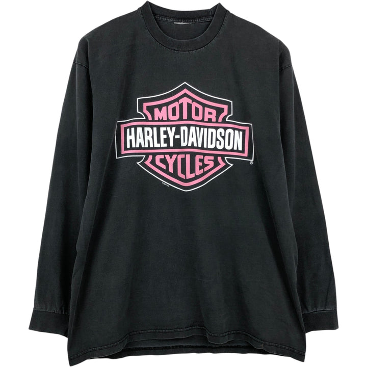 Harley-Davidson Motorcycle Long Sleeve T-Shirt, Men's Size L unclear black type Vintage Second Hand