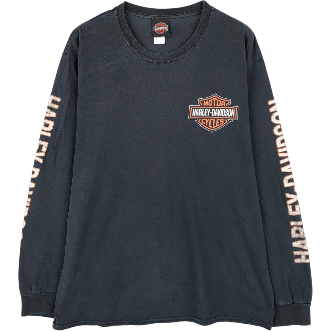 Harley-Davidson Motorcycle Long-Sleeve T-Shirt (Men's Size L) cotton black type Vintage Second Hand