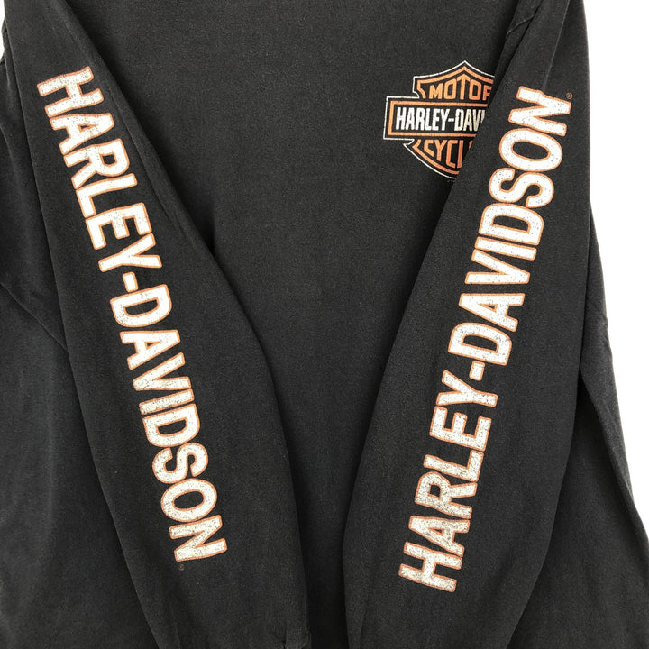 Harley-Davidson Motorcycle Long-Sleeve T-Shirt (Men's Size L) cotton black type Vintage Second Hand