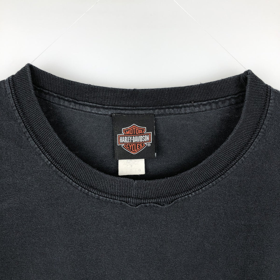 Harley-Davidson Motorcycle Long-Sleeve T-Shirt (Men's Size L) cotton black type Vintage Second Hand