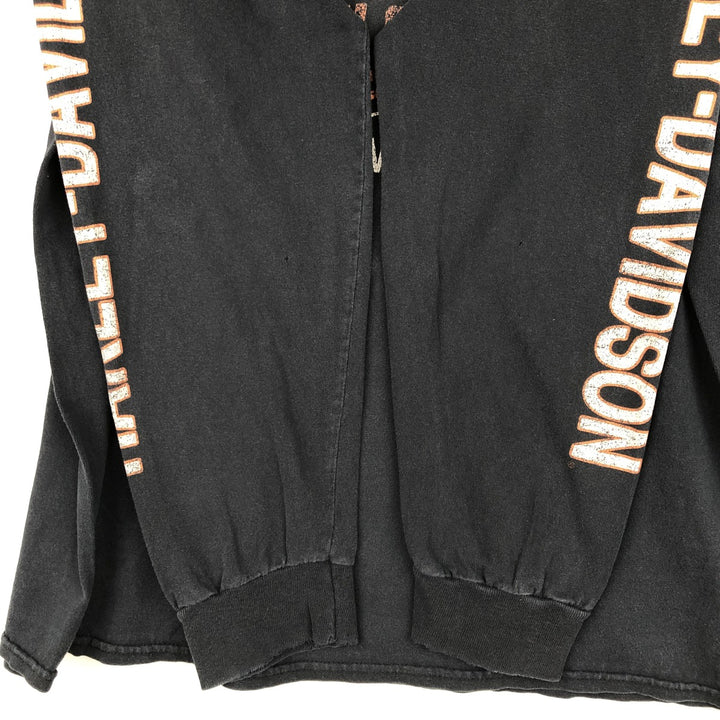 Harley-Davidson Motorcycle Long-Sleeve T-Shirt (Men's Size L) cotton black type Vintage Second Hand