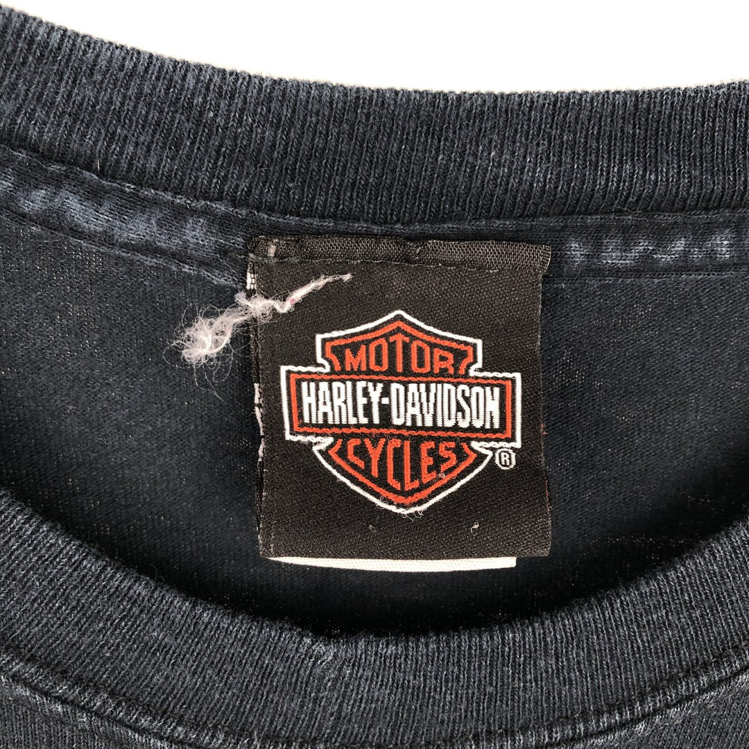 Harley-Davidson Fire Pattern Motorcycle Long-Sleeve T-Shirt (Men's XL equivalent) cotton black type Vintage Second Hand