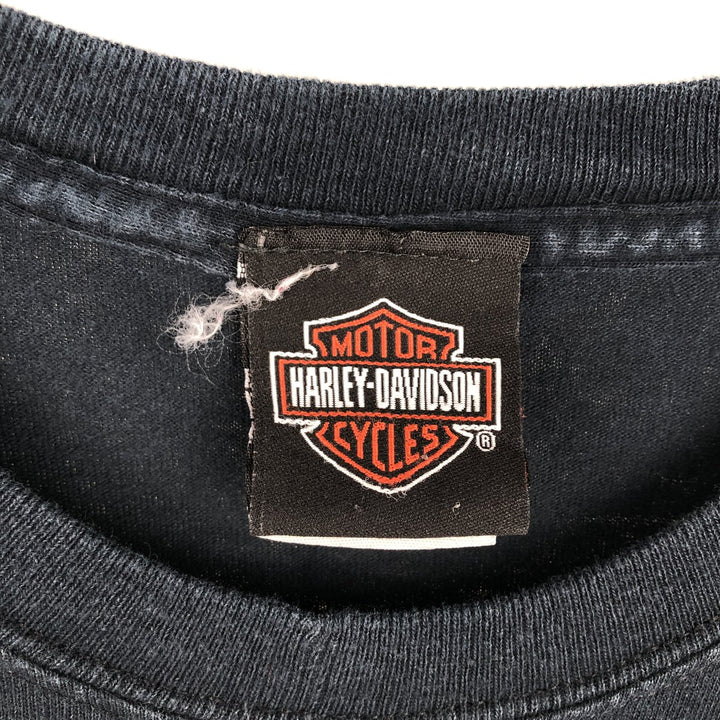 Harley-Davidson Fire Pattern Motorcycle Long-Sleeve T-Shirt (Men's XL equivalent) cotton black type Vintage Second Hand
