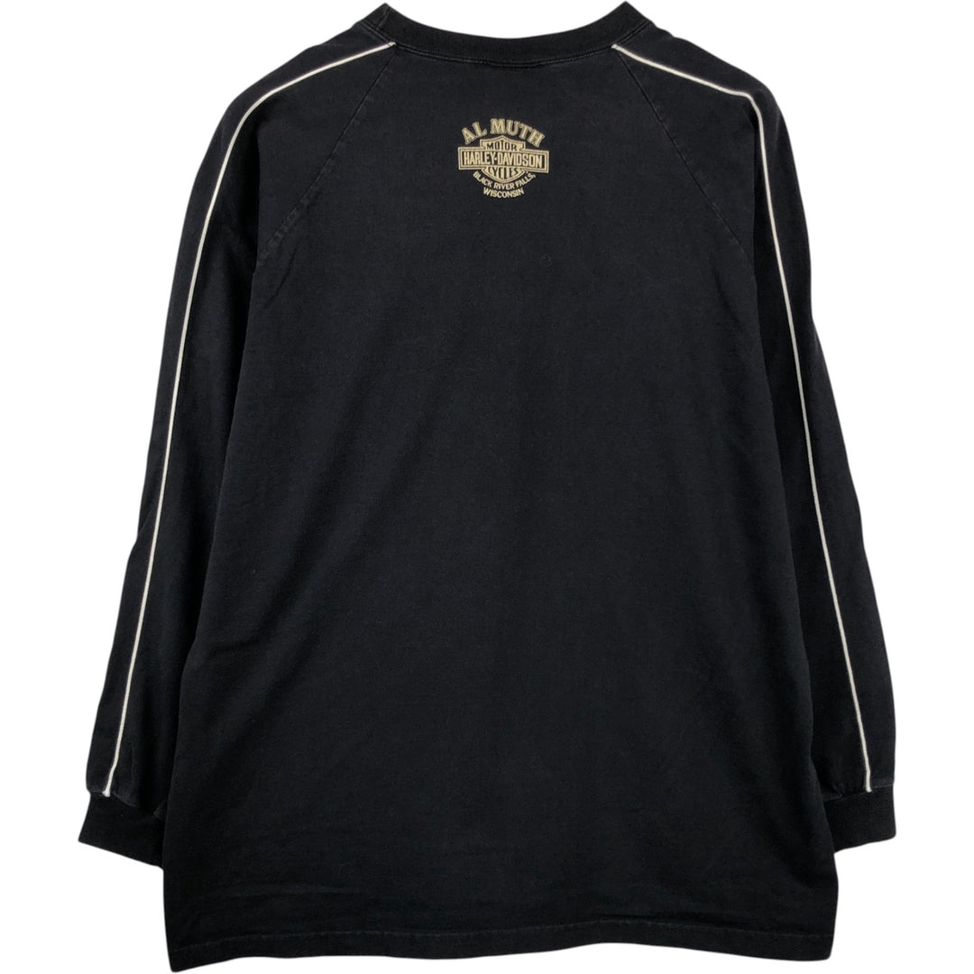 Harley-Davidson Motorcycle Long Sleeve T-Shirt, Made in USA, Men's Size XL cotton black type Vintage Second Hand
