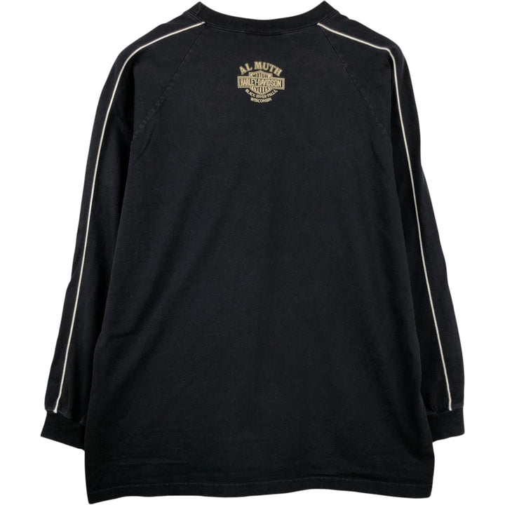 Harley-Davidson Motorcycle Long Sleeve T-Shirt, Made in USA, Men's Size XL cotton black type Vintage Second Hand