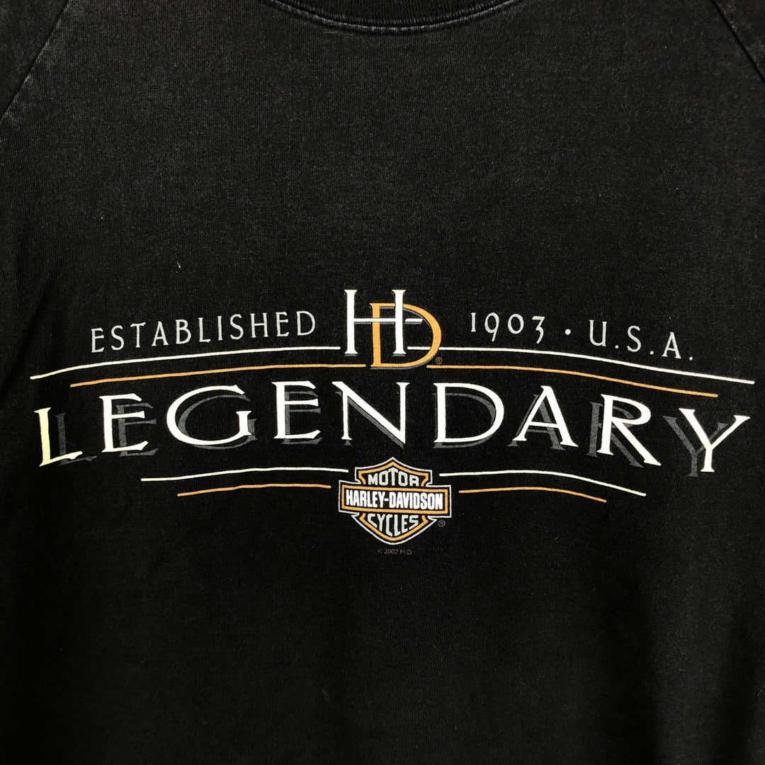 Harley-Davidson Motorcycle Long Sleeve T-Shirt, Made in USA, Men's Size XL cotton black type Vintage Second Hand