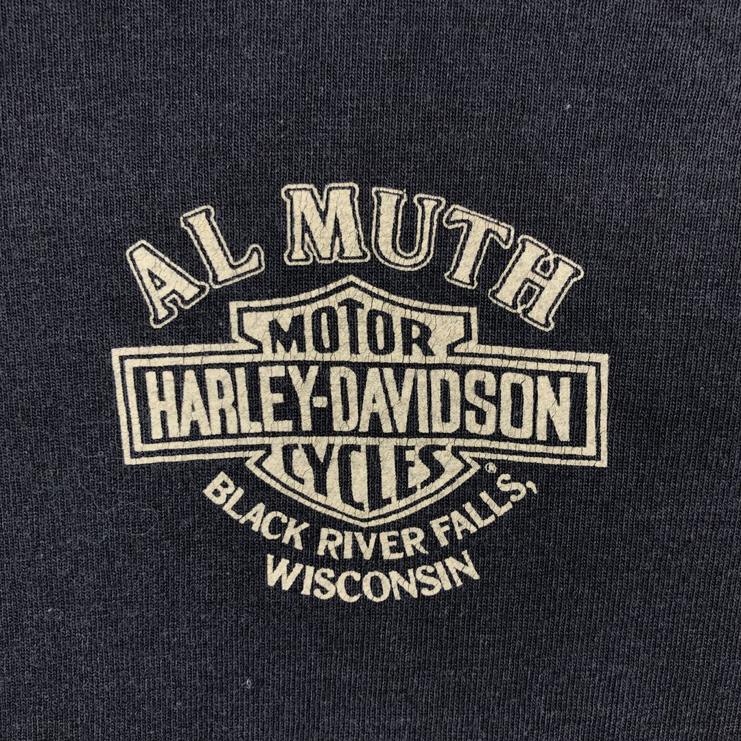 Harley-Davidson Motorcycle Long Sleeve T-Shirt, Made in USA, Men's Size XL cotton black type Vintage Second Hand