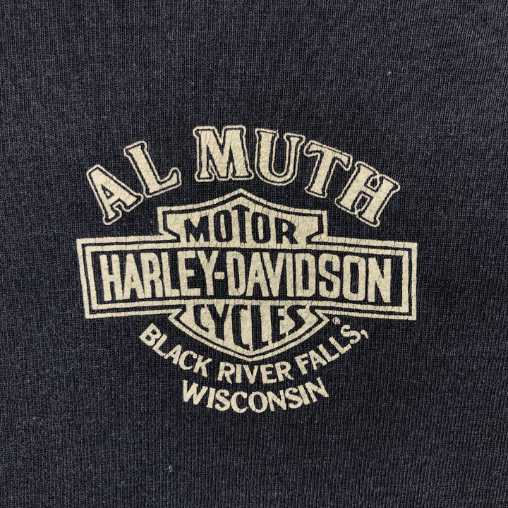 Harley-Davidson Motorcycle Long Sleeve T-Shirt, Made in USA, Men's Size XL cotton black type Vintage Second Hand