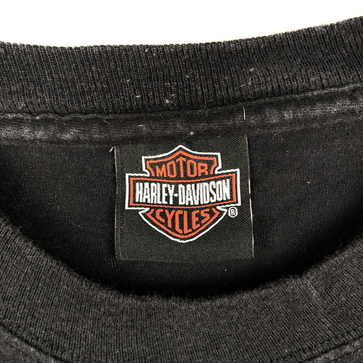 Harley-Davidson Fire Pattern Crocodile Print Motorcycle Long-Sleeve T-Shirt (Men's Size M) unclear black type Vintage Second Hand
