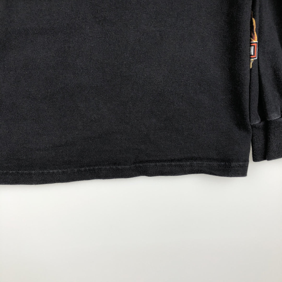 Harley-Davidson Fire Pattern Crocodile Print Motorcycle Long-Sleeve T-Shirt (Men's Size M) unclear black type Vintage Second Hand