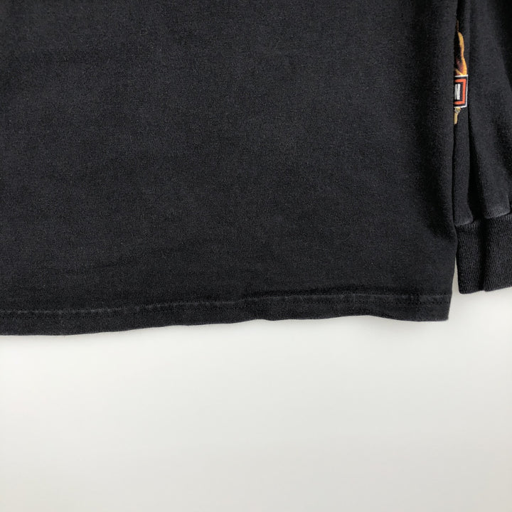Harley-Davidson Fire Pattern Crocodile Print Motorcycle Long-Sleeve T-Shirt (Men's Size M) unclear black type Vintage Second Hand