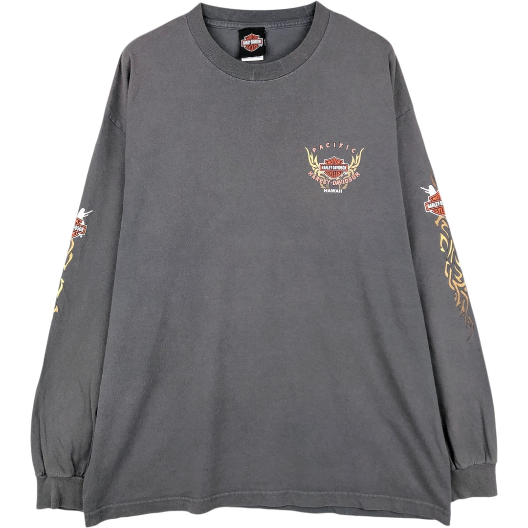 Harley-Davidson Motorcycle Long-Sleeve T-Shirt (Men's Size XL) cotton Charcoal Vintage Second Hand