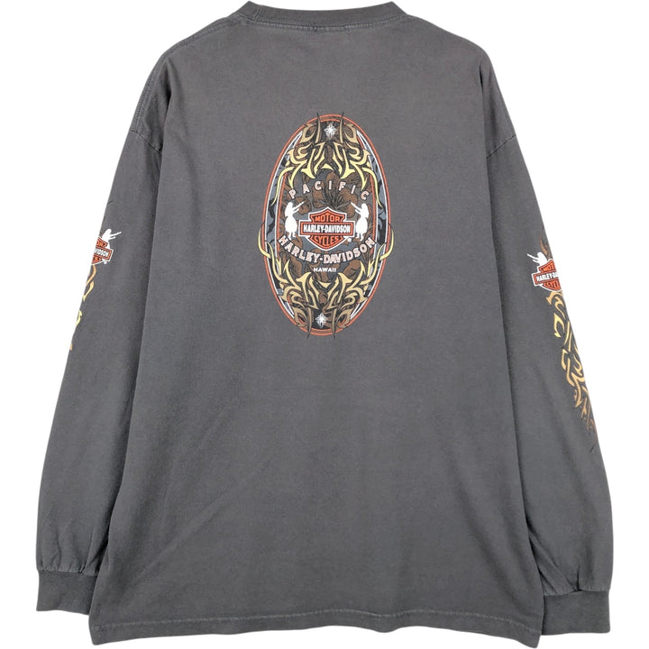 Harley-Davidson Motorcycle Long-Sleeve T-Shirt (Men's Size XL) cotton Charcoal Vintage Second Hand