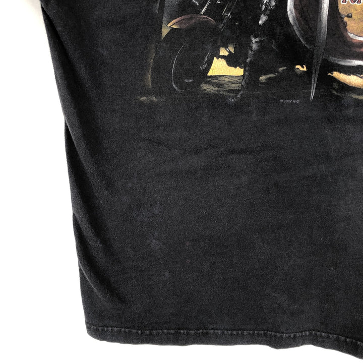 2000'S Harley-Davidson Skull Pattern Motorcycle Long Sleeve T-Shirt, Made in USA, Men's Size L cotton black type Vintage Second Hand