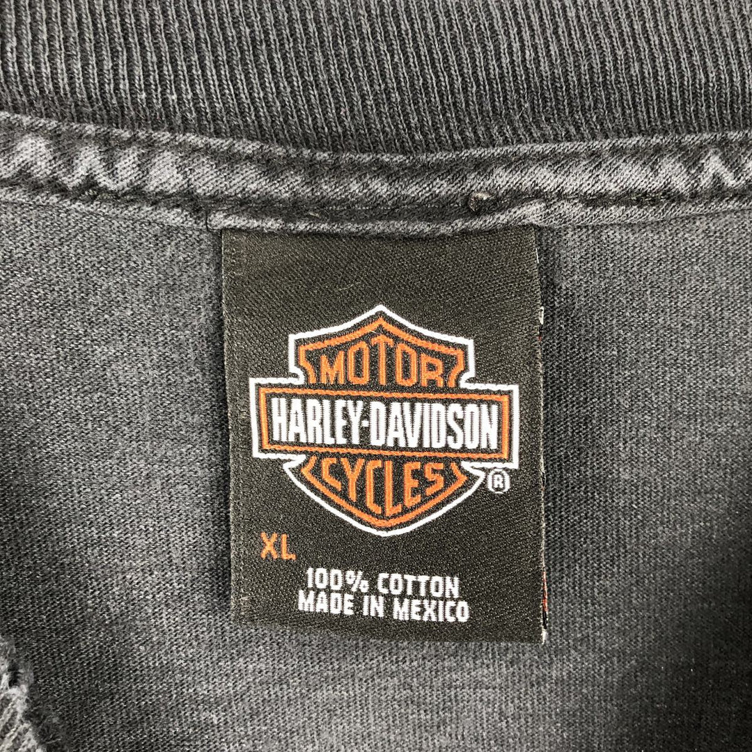 Harley-Davidson Skull Pattern Motorcycle Long Sleeve T-Shirt, Men's Size XL cotton black type Vintage Second Hand