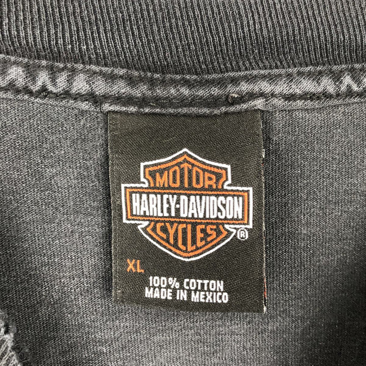 Harley-Davidson Skull Pattern Motorcycle Long Sleeve T-Shirt, Men's Size XL cotton black type Vintage Second Hand