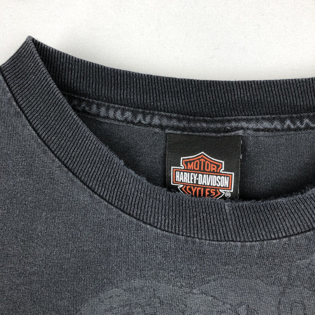 Harley-Davidson Skull Pattern Motorcycle Long Sleeve T-Shirt, Men's Size XL cotton black type Vintage Second Hand