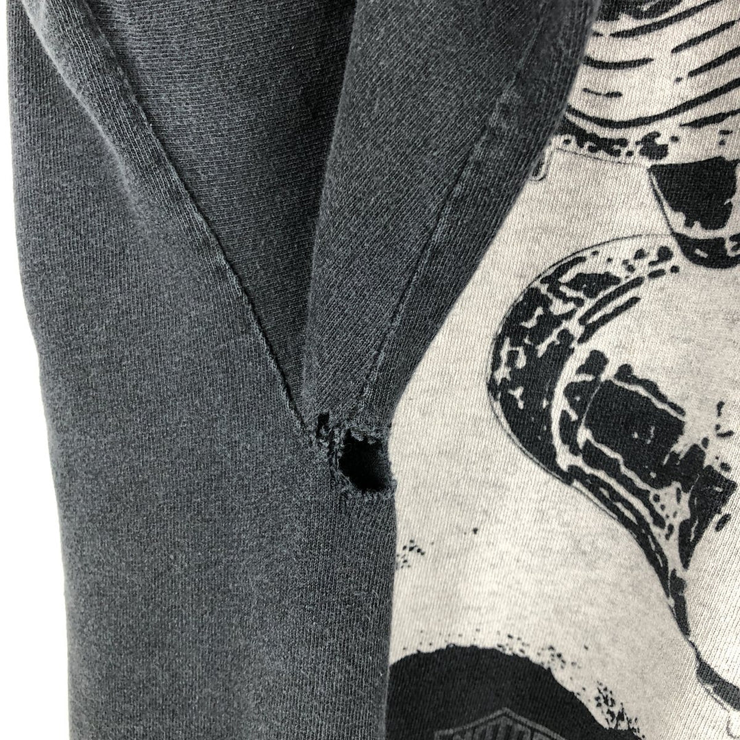 Harley-Davidson Skull Pattern Motorcycle Long Sleeve T-Shirt, Men's Size XL cotton black type Vintage Second Hand