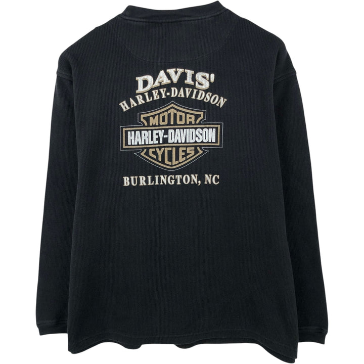 Harley-Davidson Skull Pattern Motorcycle Thermal Long-Sleeve T-Shirt, Men's Size XL (approx.) cotton black type Vintage Second Hand