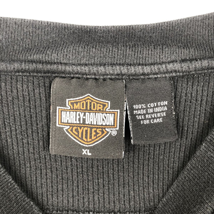 Harley-Davidson Skull Pattern Motorcycle Thermal Long-Sleeve T-Shirt, Men's Size XL (approx.) cotton black type Vintage Second Hand