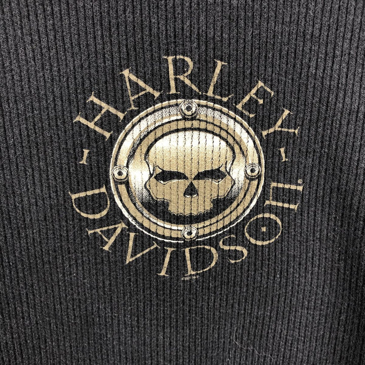 Harley-Davidson Skull Pattern Motorcycle Thermal Long-Sleeve T-Shirt, Men's Size XL (approx.) cotton black type Vintage Second Hand