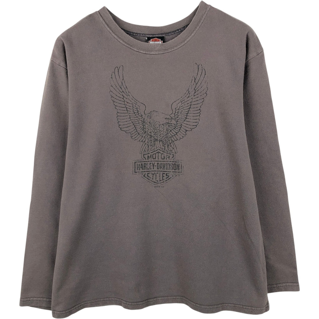 Harley-Davidson Eagle Pattern Motorcycle Long Sleeve T-Shirt, Men's Size XL unclear Charcoal Vintage Second Hand