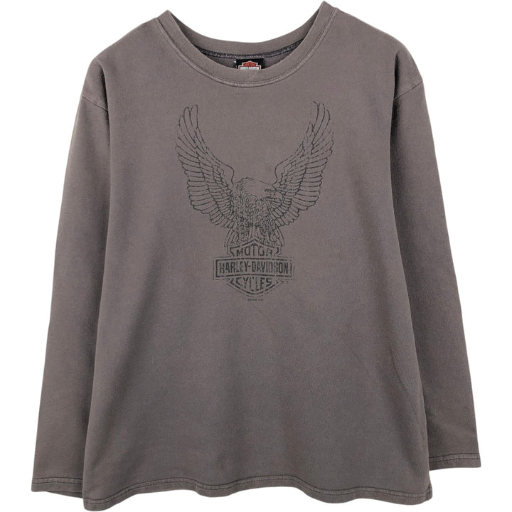 Harley-Davidson Eagle Pattern Motorcycle Long Sleeve T-Shirt, Men's Size XL unclear Charcoal Vintage Second Hand