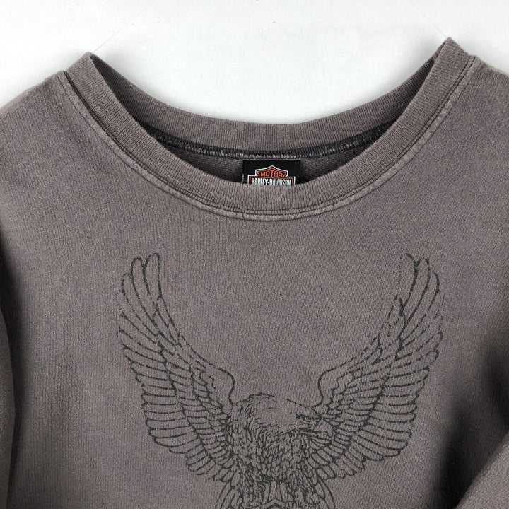 Harley-Davidson Eagle Pattern Motorcycle Long Sleeve T-Shirt, Men's Size XL unclear Charcoal Vintage Second Hand