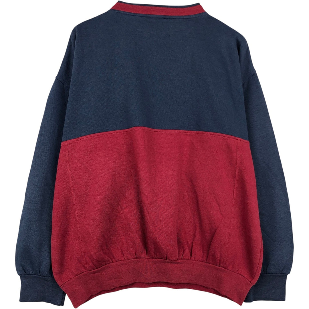 HANG TEN Two-Tone Print Sweatshirt (Men's Size M) polyester navy blue type Vintage Second Hand