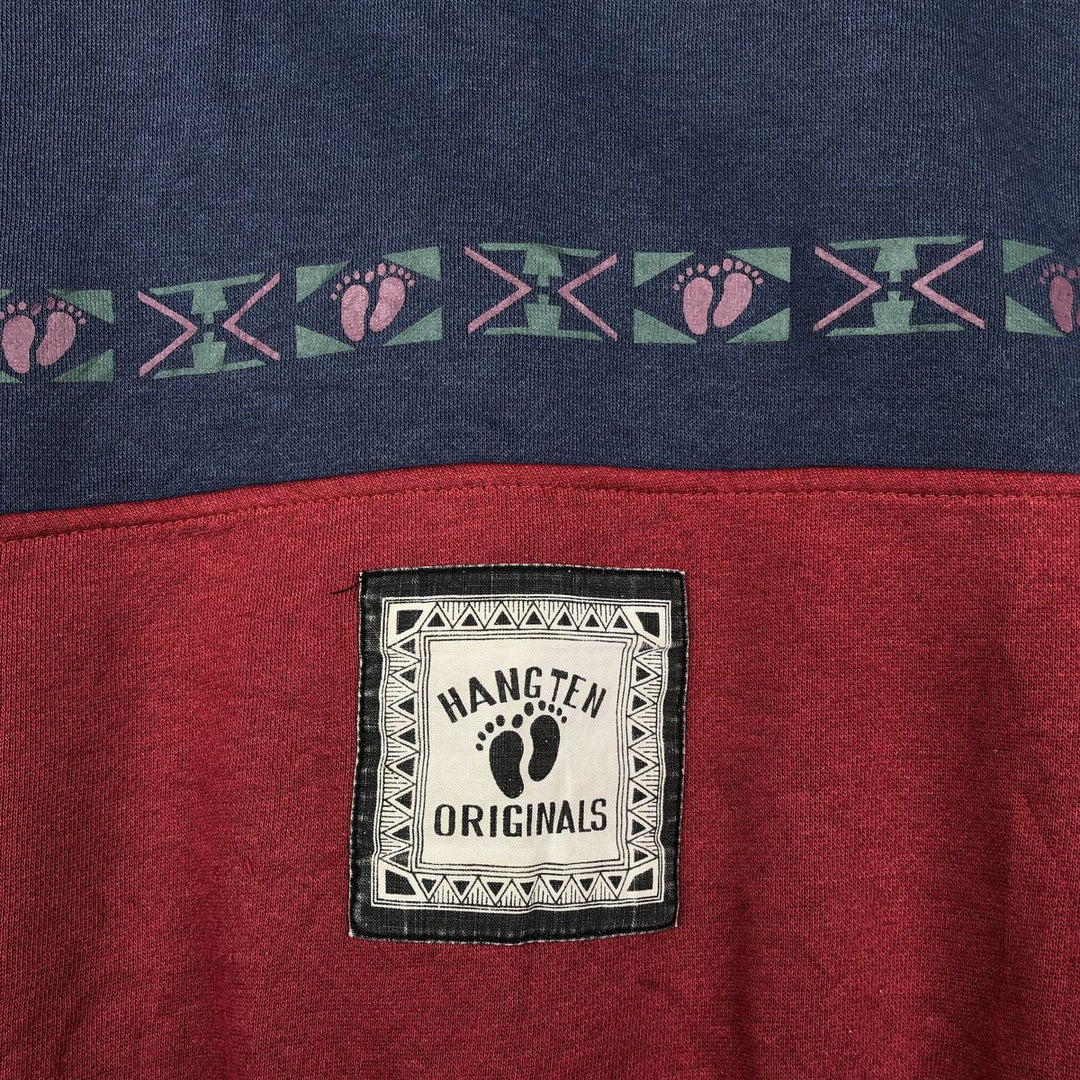 HANG TEN Two-Tone Print Sweatshirt (Men's Size M) polyester navy blue type Vintage Second Hand