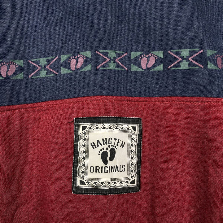 HANG TEN Two-Tone Print Sweatshirt (Men's Size M) polyester navy blue type Vintage Second Hand