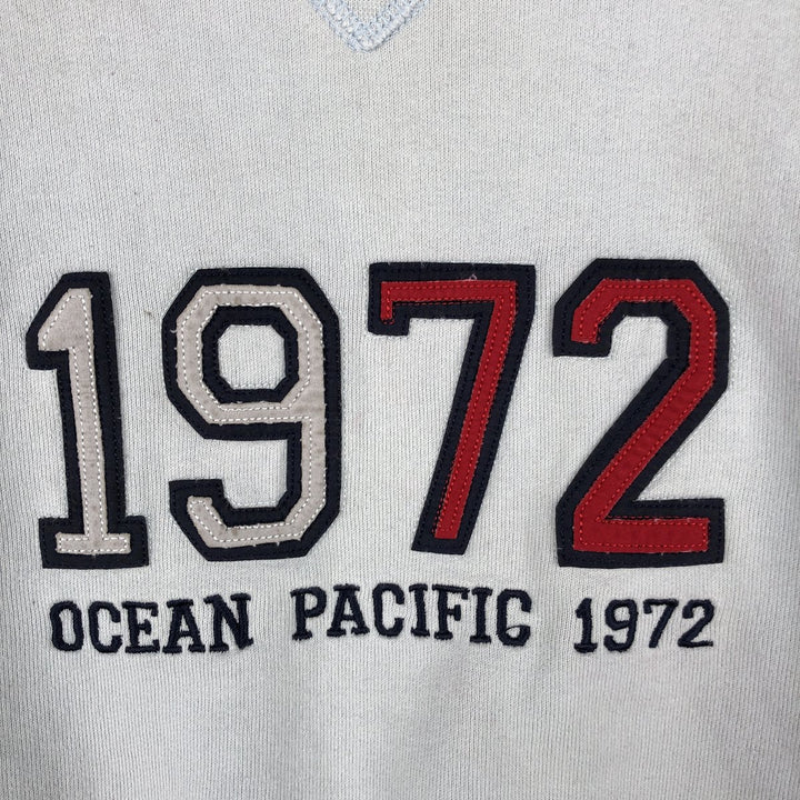 90'S Ocean Pacific logo sweatshirt, men's size L equivalent, vintage. unclear Blue type light blue Vintage Second Hand